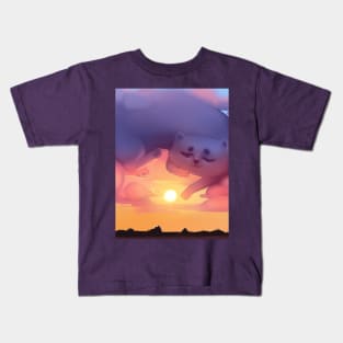 Sunset cat Kids T-Shirt